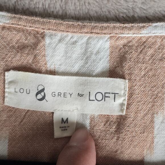 Lou & Grey Loft Chevron Romper V-neck Cotton Short Sleeve Pockets Women Size M - Picture 14 of 16